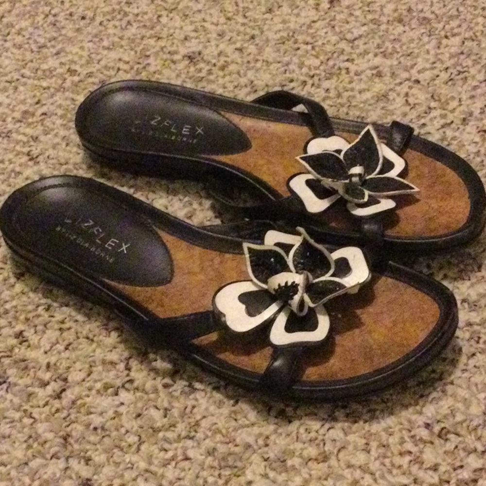 Black and white sandals by Liz Claiborne in EUC